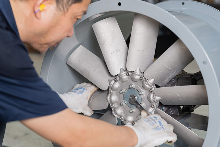 Chosen workers assembling the industrial fan 07